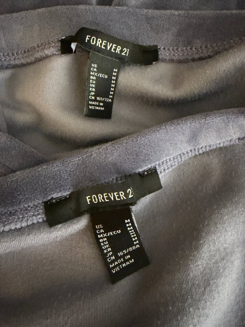 Forever 21 2 Piece Set Bandeau Top Mini Skirt Velvet Velour Blue Gray M - Picture 5 of 6